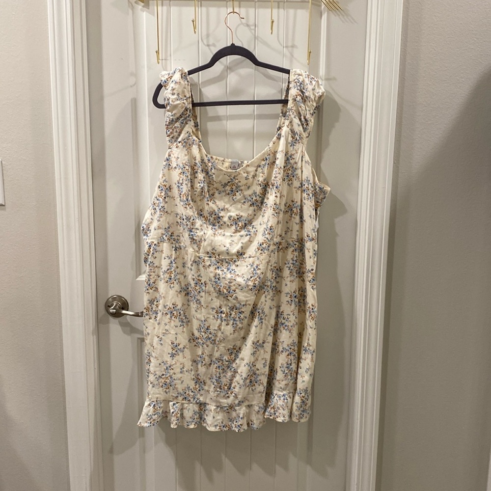 Old Navy Cream Cotton Midi Dress Floral Print Plus Size 4X NWT